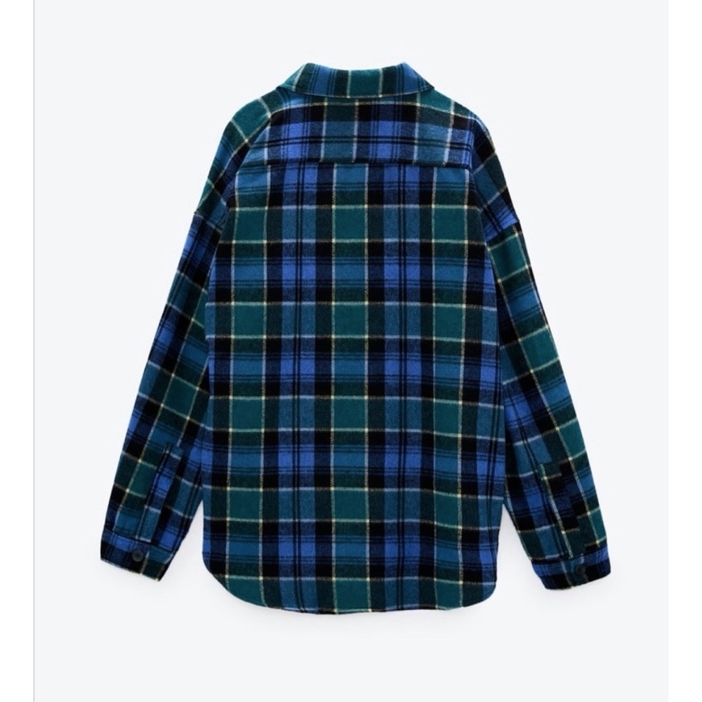 ZARA Oversized Green and Blue Oversized Shirt Shacket NWT - Picture 7 of 11